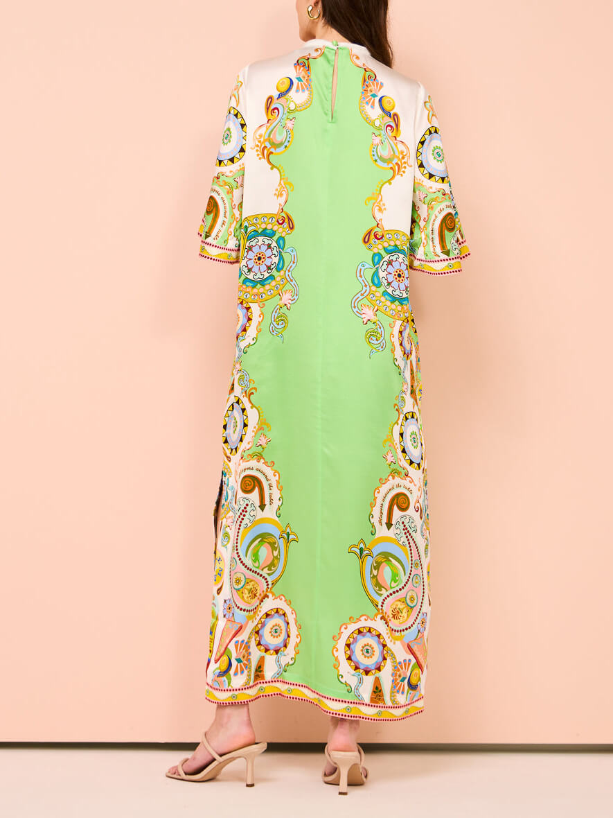 Unique Cashew Floral Print Loose Midi Dress-Massicos
