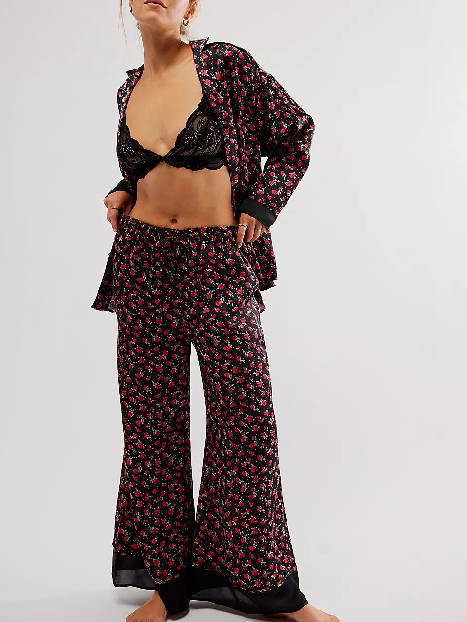 Rose Print Pajama Set-Massicos