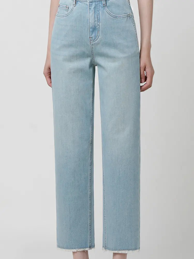 Light Blue Slim Straight Jeans-Massicos