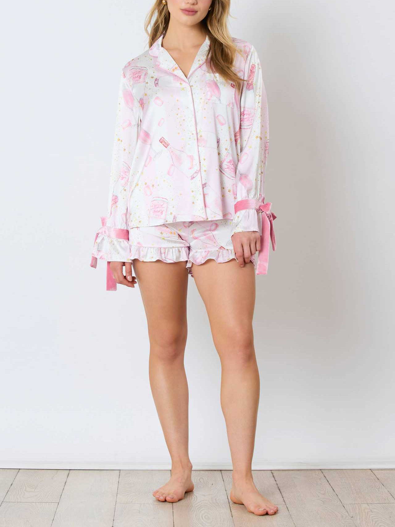 Champagne Ruffle Pajama Set-Massicos