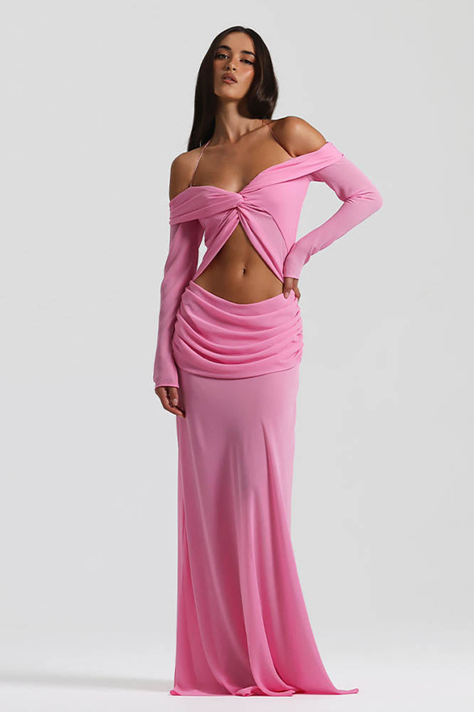 Moonlit Grace Off-Shoulder Dress-ROVOLE