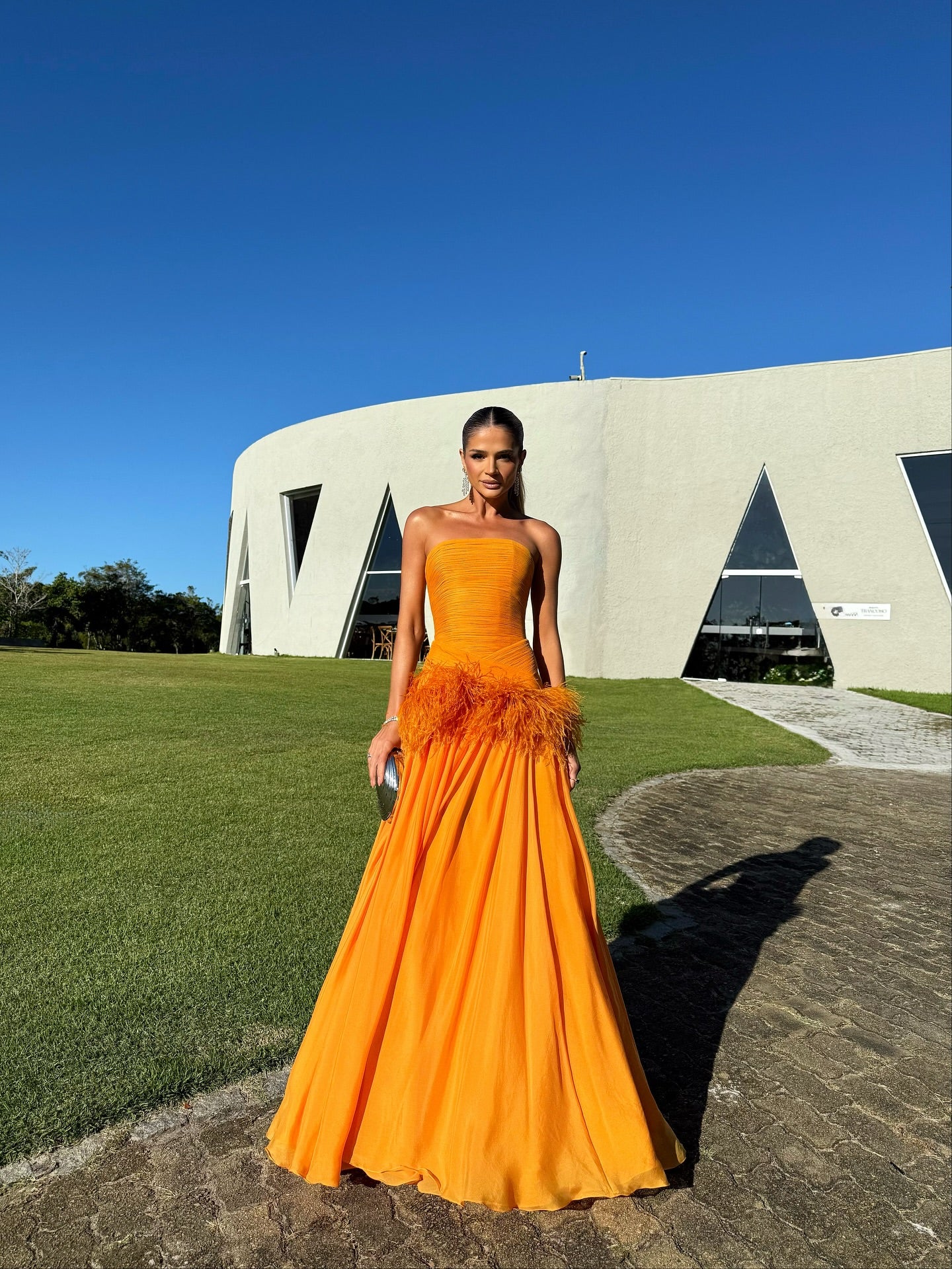 Orange tube top dress-Massicos