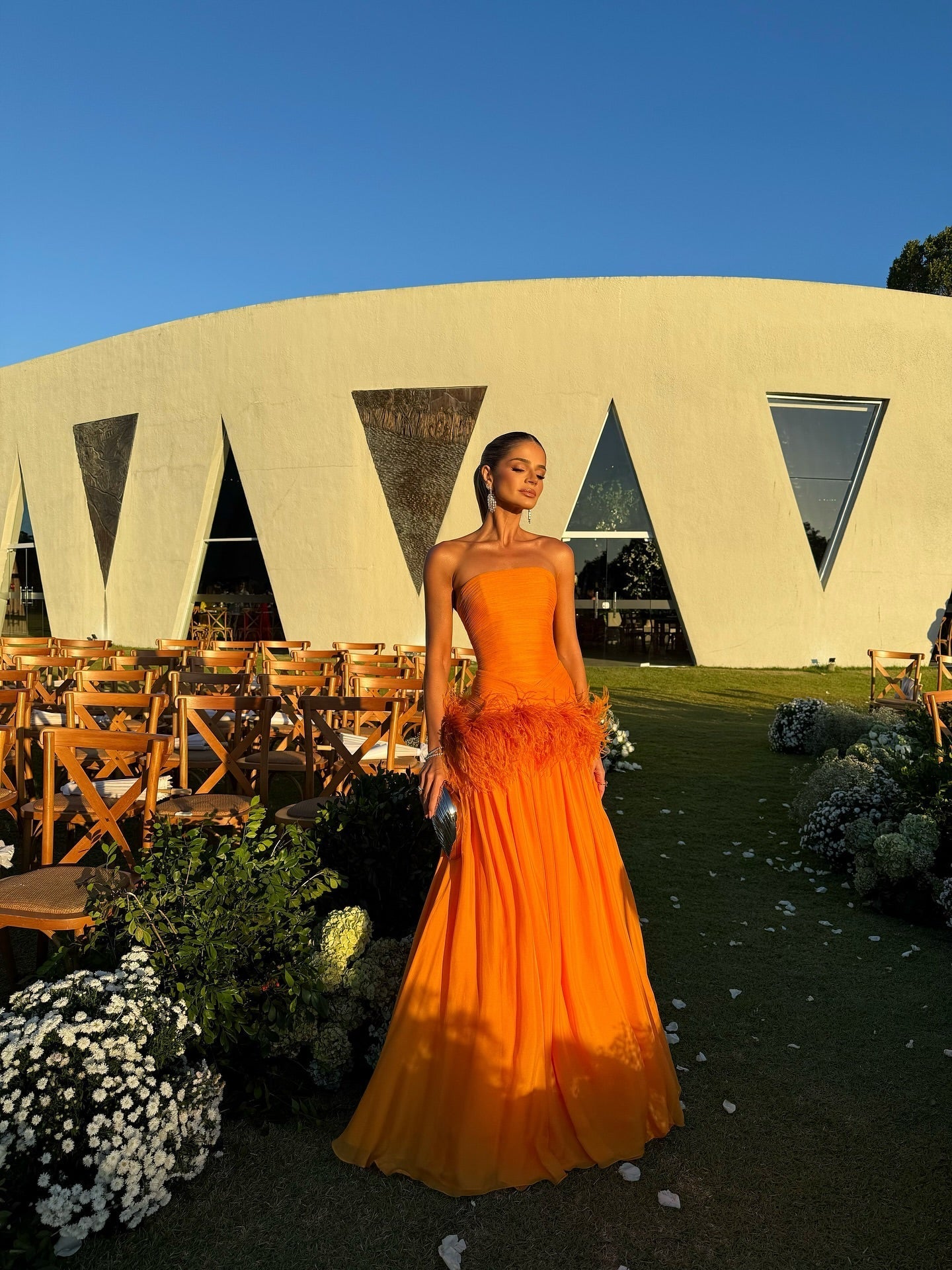 Orange tube top dress-Massicos