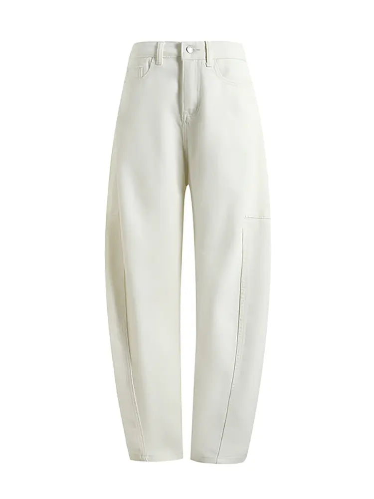 Trendy Loose Arc-Cut Denim Pants-Massicos