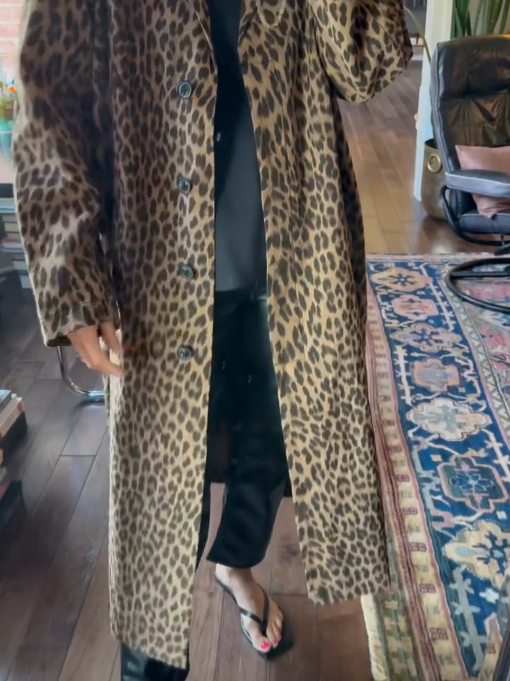 Leopard - Print Long Coat-Massicos