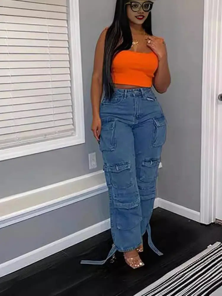 Trendy Multi-Pocket Denim-Massicos