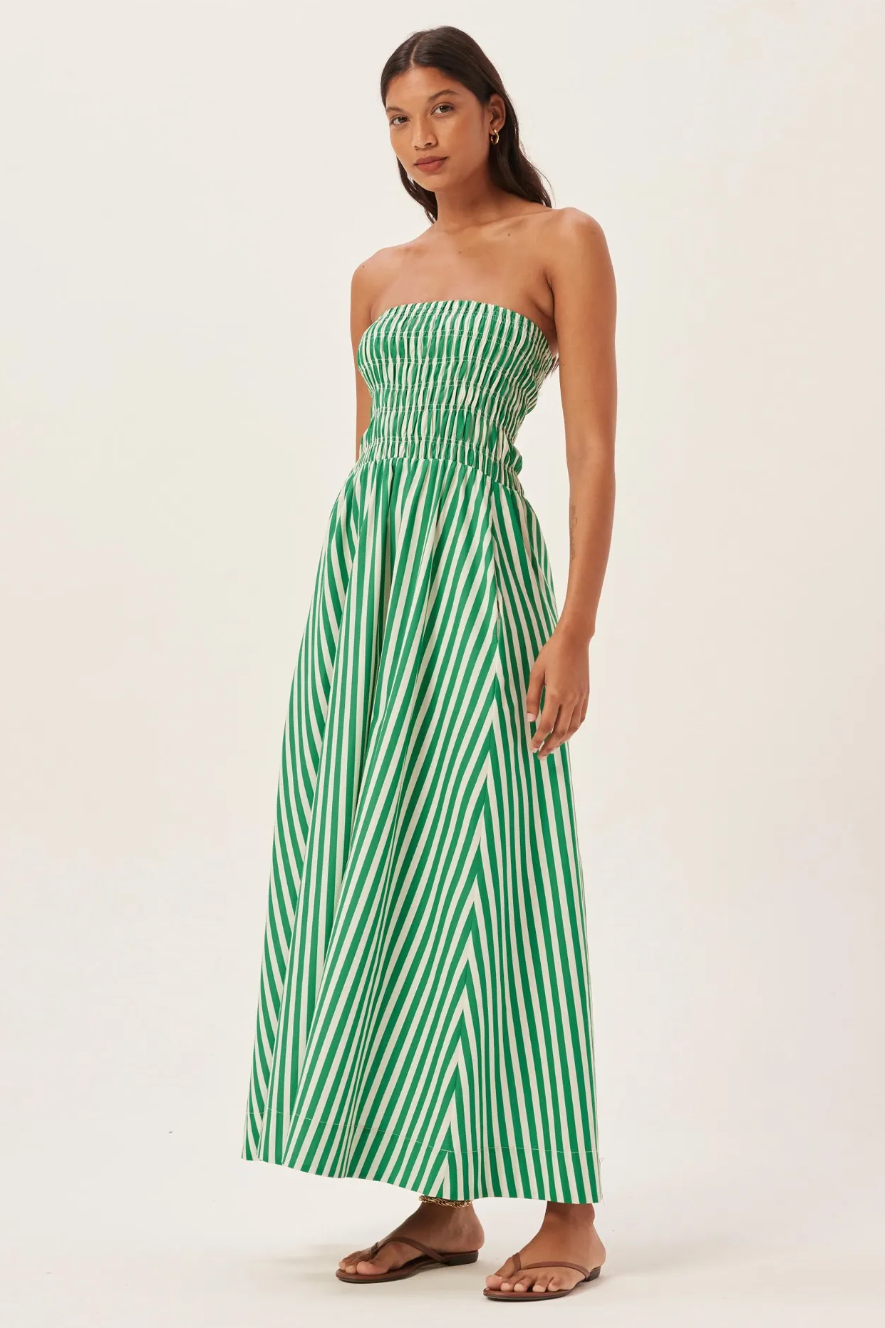 Maud Smocked Stripe Tube Maxi Dress-ROVOLE