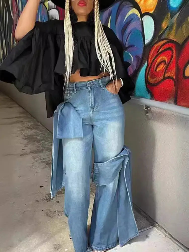 Washed High-Waist Denim-Massicos