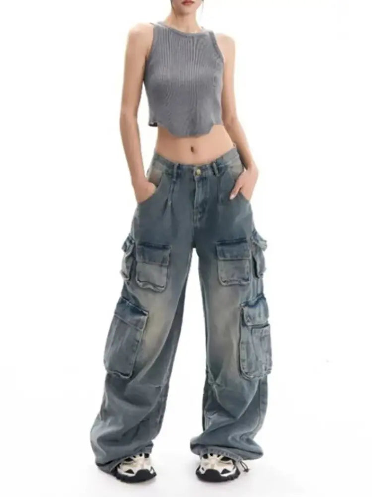 Chic Vintage Denim Pants-Massicos