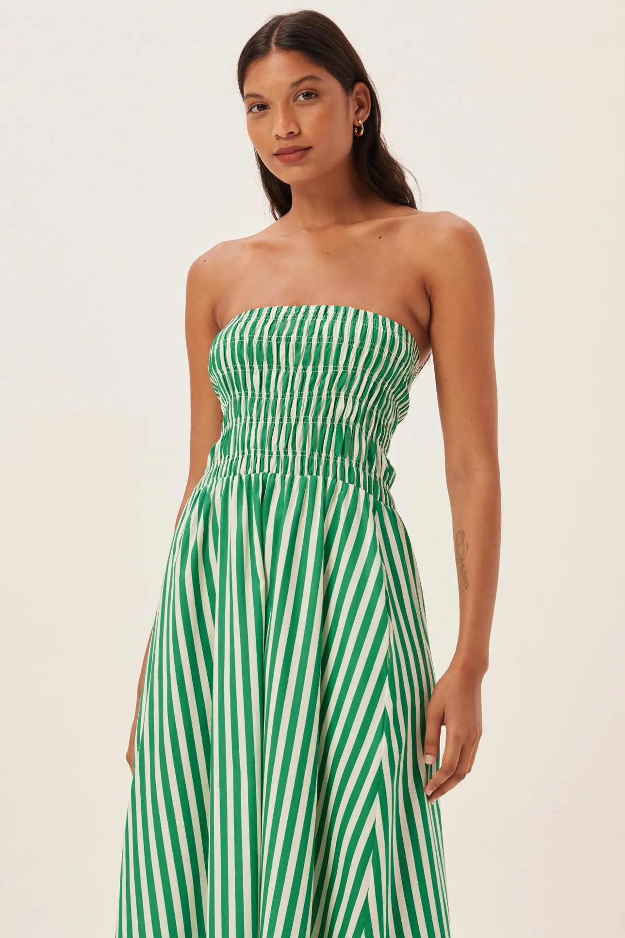 Maud Smocked Stripe Tube Maxi Dress-ROVOLE