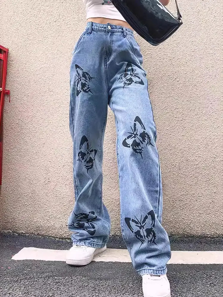 Printed Slim Fit Jeans-Massicos