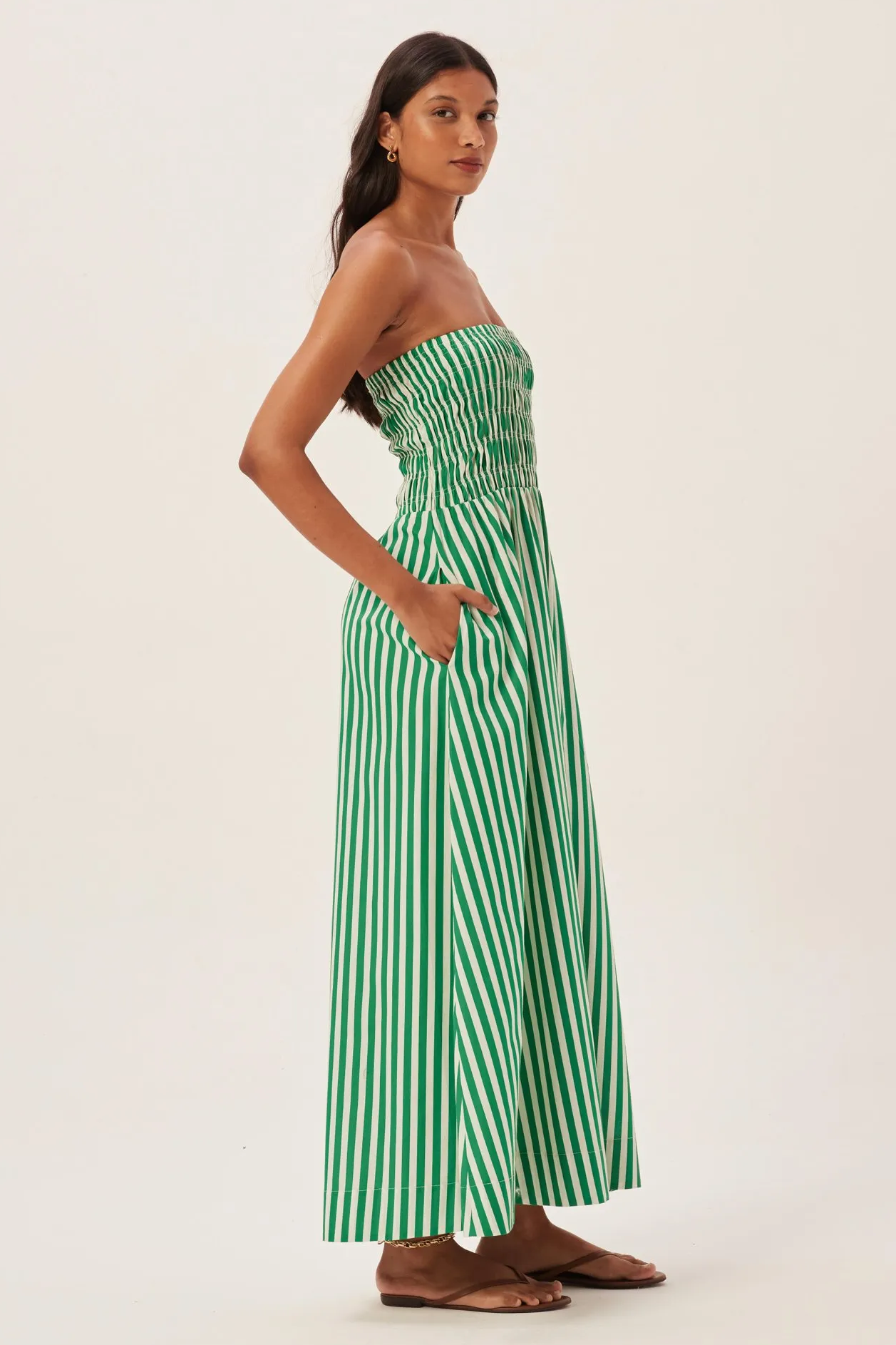 Maud Smocked Stripe Tube Maxi Dress-ROVOLE
