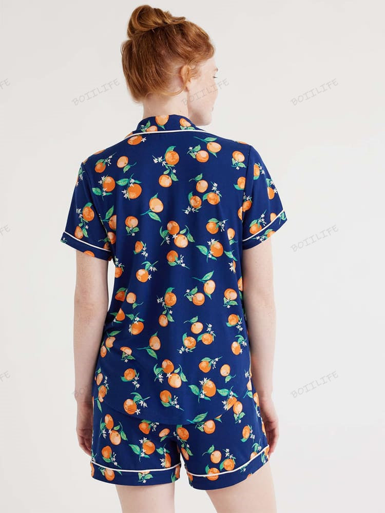 Casual Floral Print Loungewear Shirt & Shorts Cardigan Set-Massicos