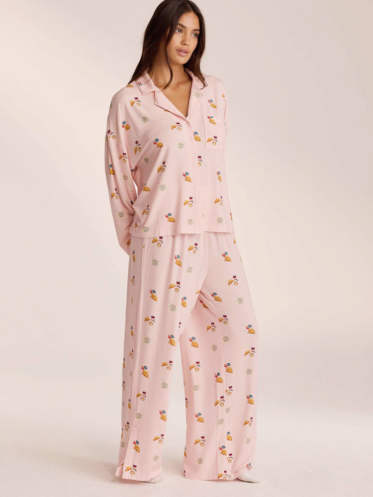 Food Print Pajama Set - Dusty Pink-Massicos