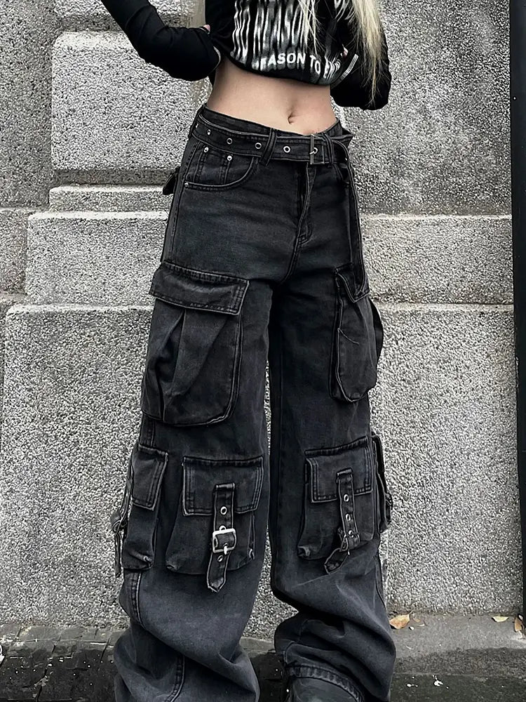 Women's Wide-Leg Denim Pants-Massicos