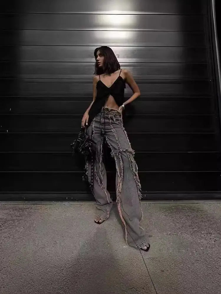 Trendy Retro Denim Pants-Massicos
