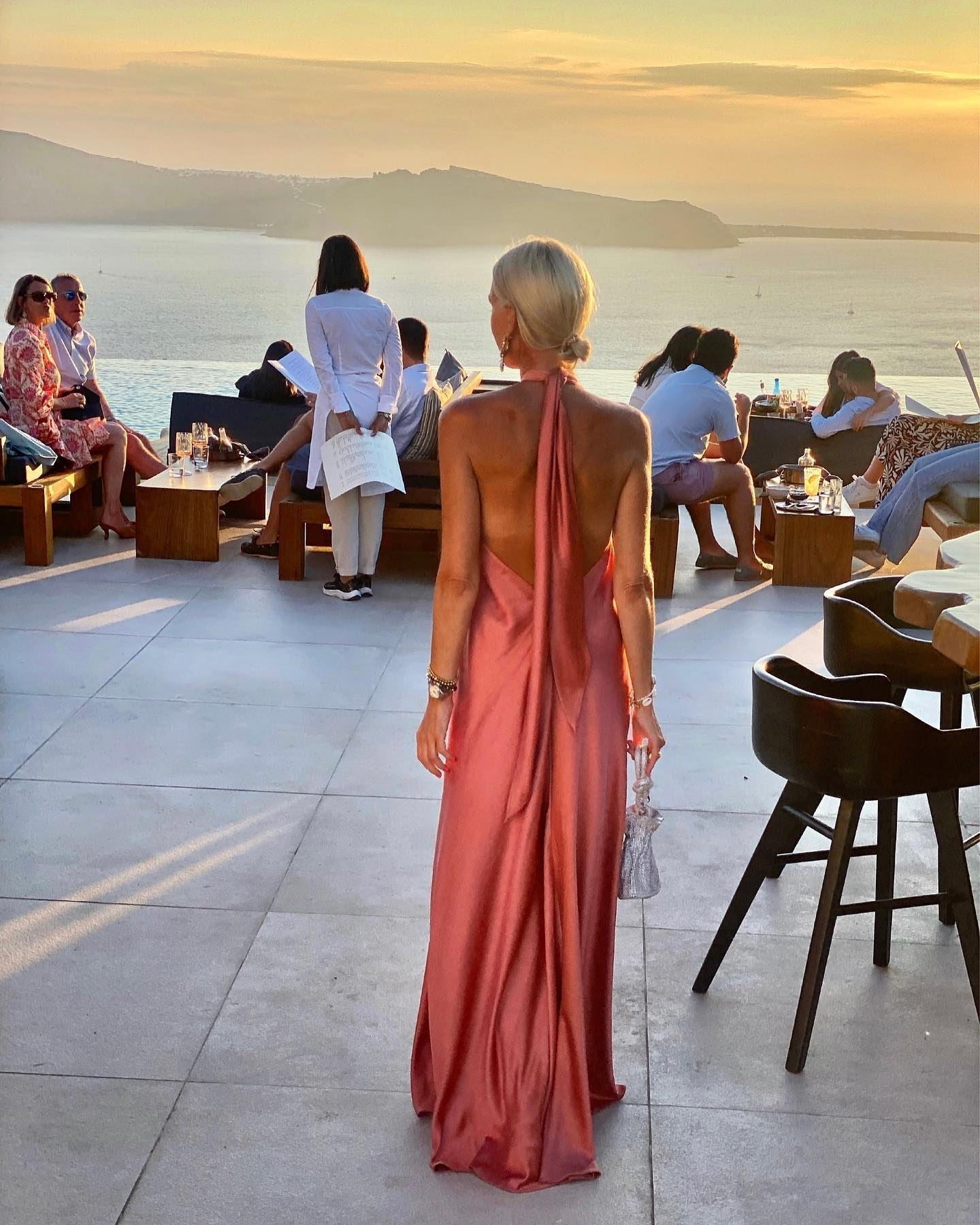 Satin  Elegant Maxi long Dress: Backless Halter Neck-Massicos