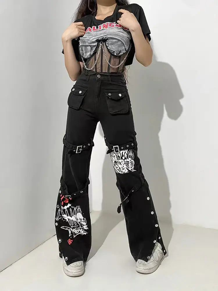 Street Style Printed Jeans-Massicos