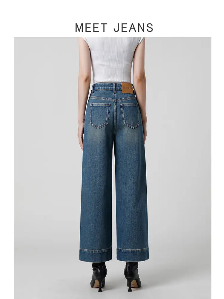 Petite High-Waist Wide-Leg Jeans-Massicos