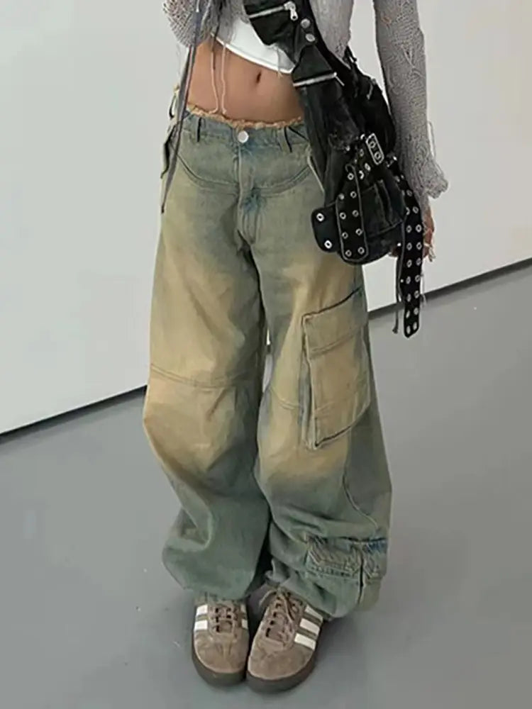Vintage Washed Denim Pants-Massicos