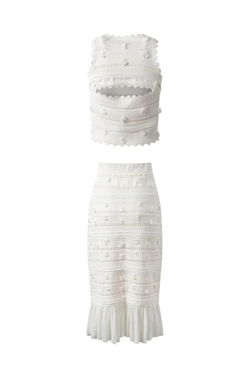 Julia Embellished Hollow Out Knit Set-ROVOLE