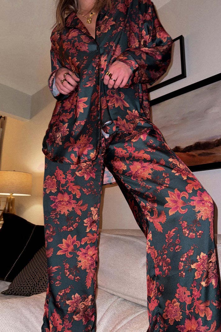 Floral Satin Pajama Set-ROVOLE