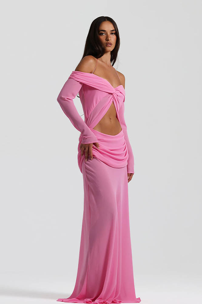 Moonlit Grace Off-Shoulder Dress-ROVOLE
