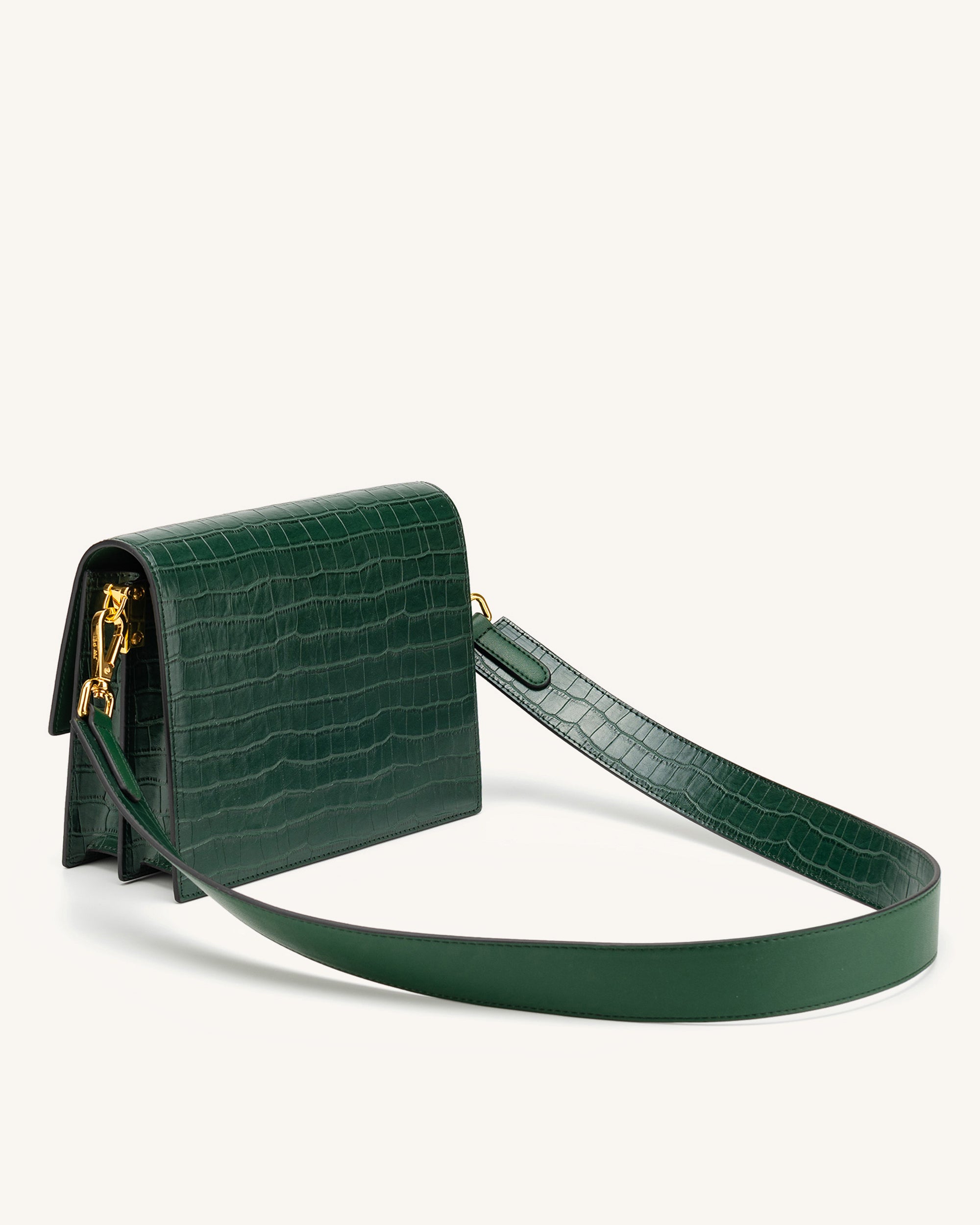 Mini Flap Crossbody - Dark Green Croc-ROVOLE