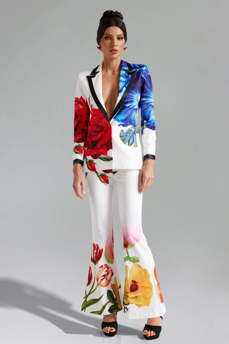 Guga Floral Printed Blazer Set-ROVOLE