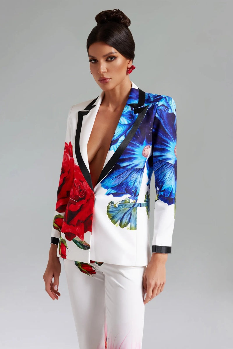 Guga Floral Printed Blazer Set-ROVOLE