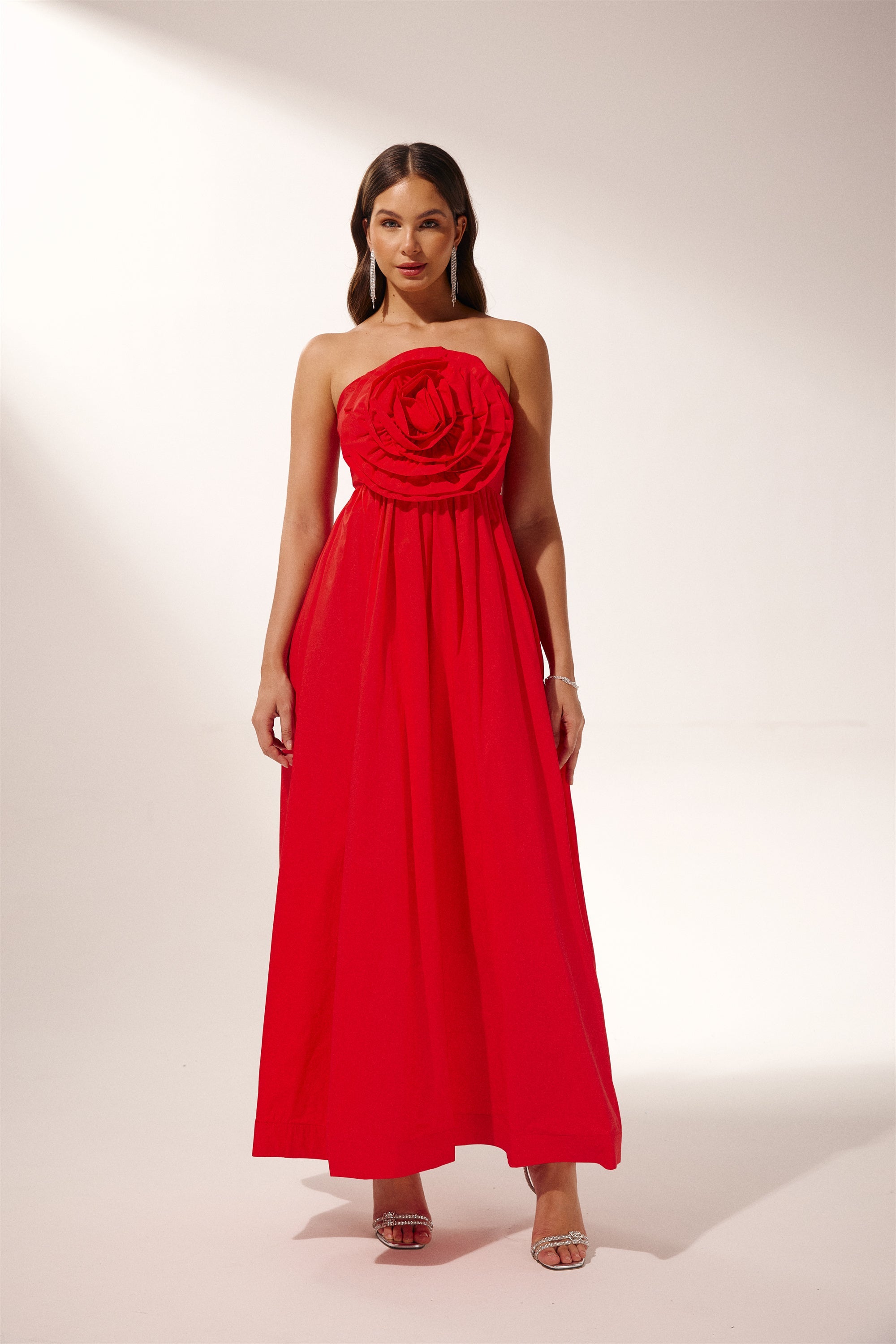 Frederica Flower Strapless Maxi Dress-ROVOLE