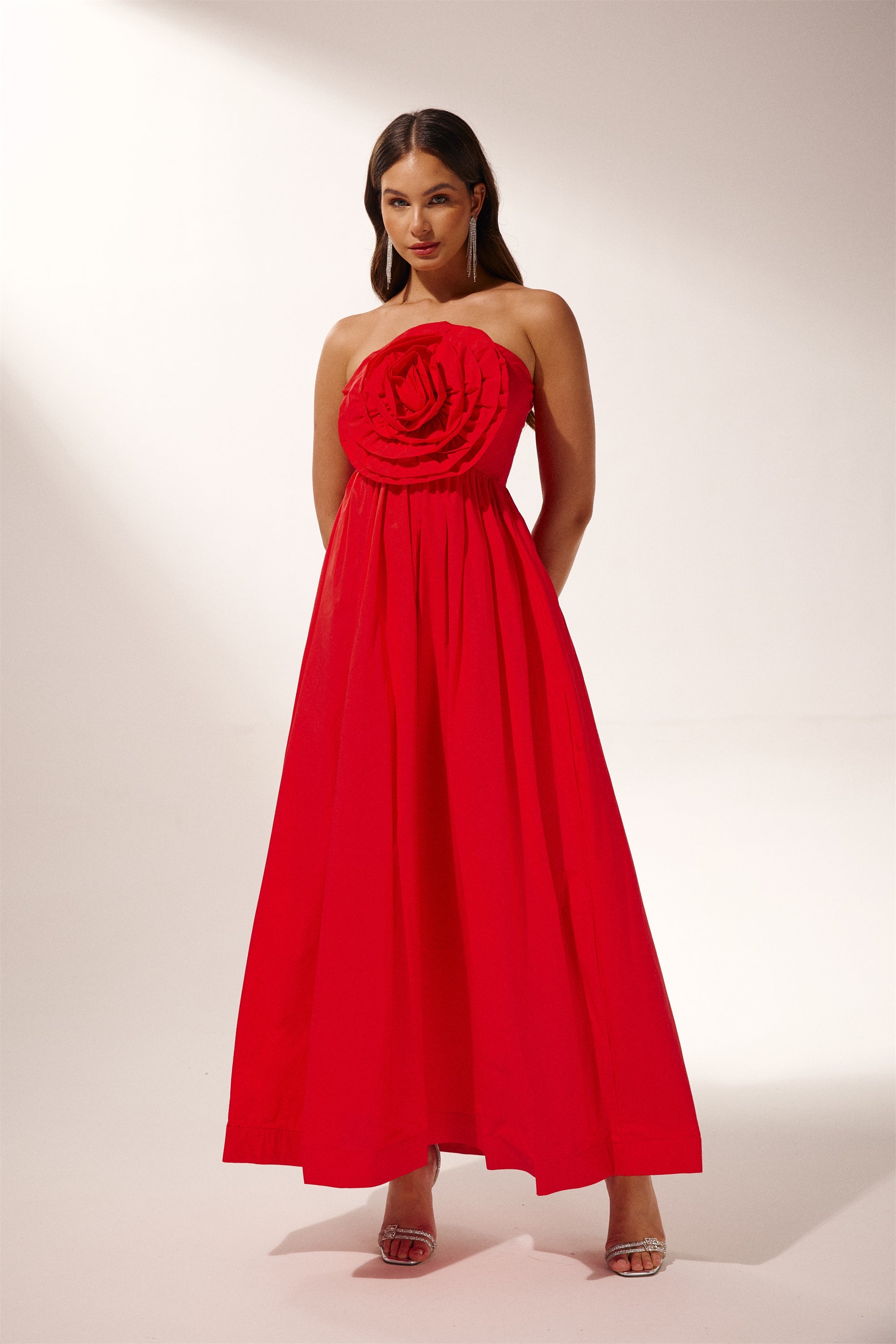 Frederica Flower Strapless Maxi Dress-ROVOLE