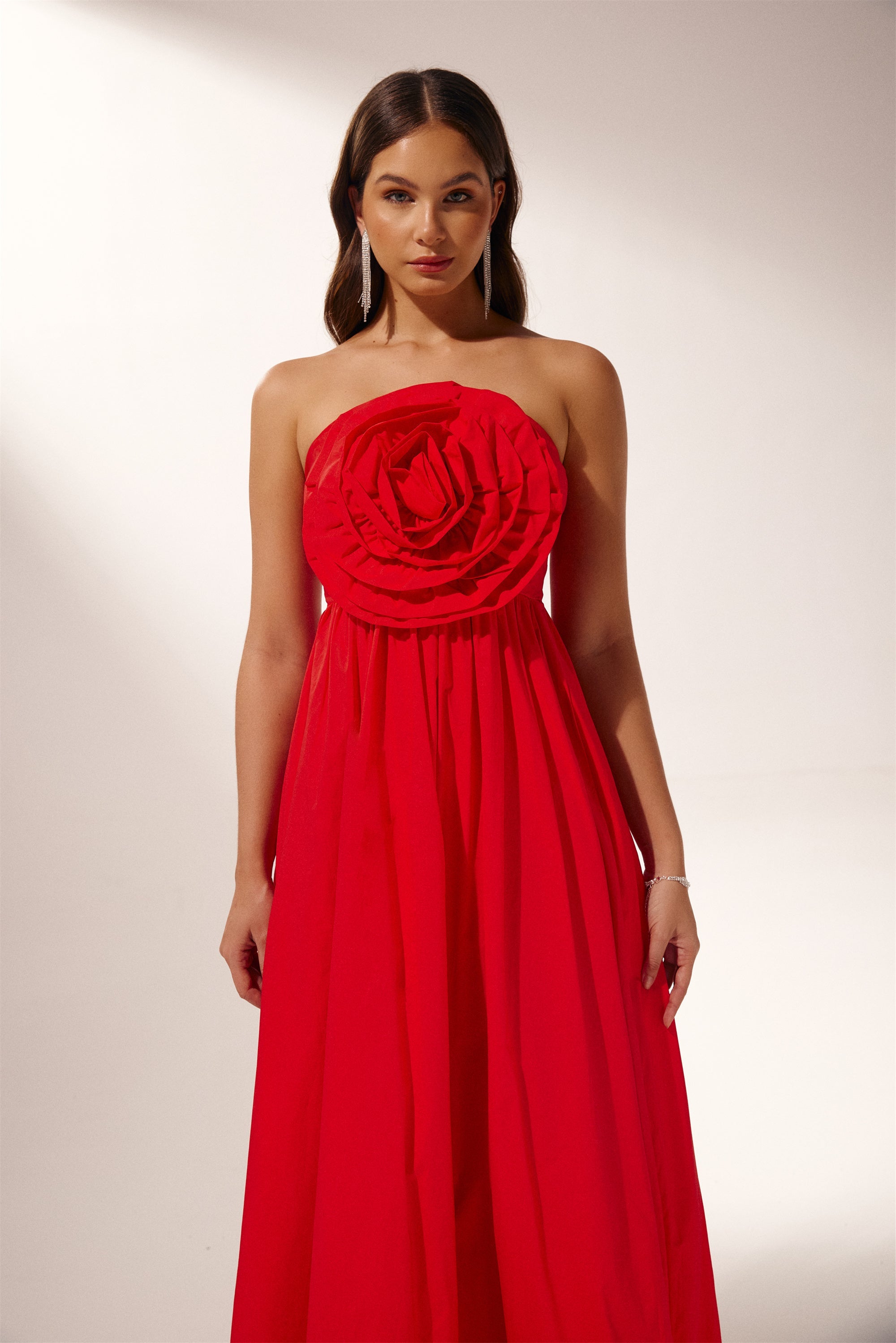 Frederica Flower Strapless Maxi Dress-ROVOLE