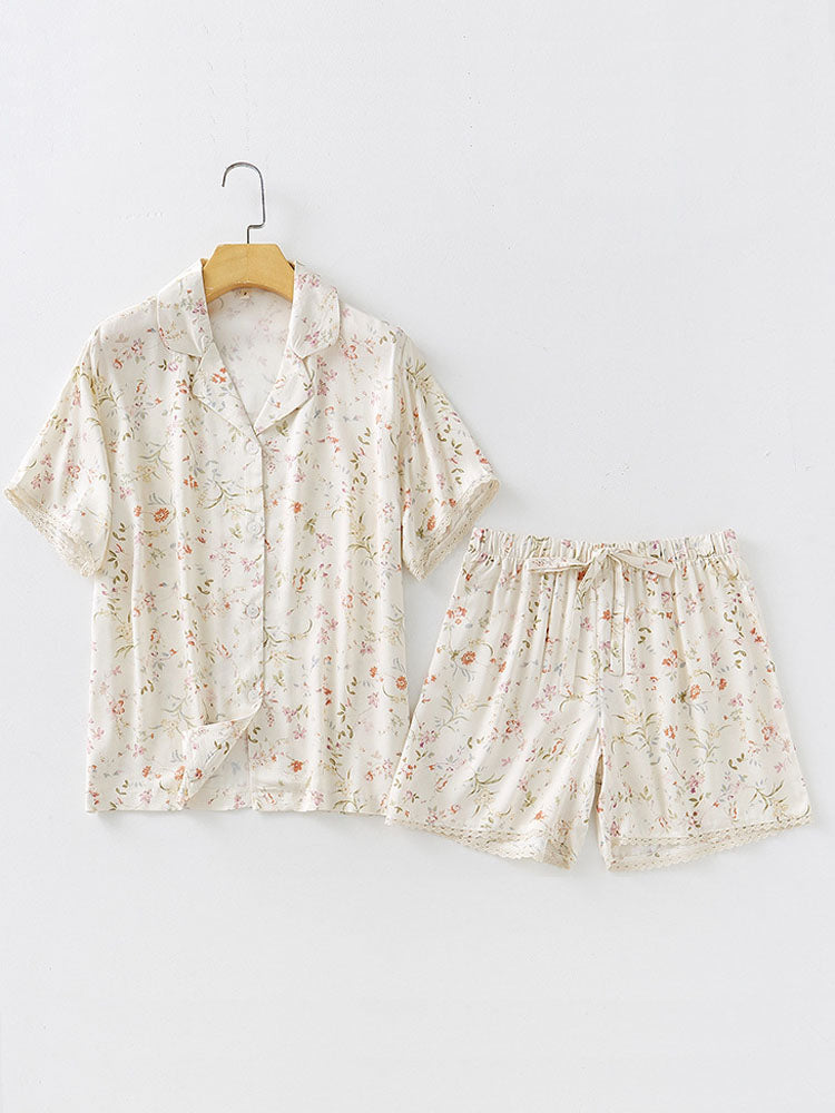 Willow Leaf Floral Pajama Set-Massicos