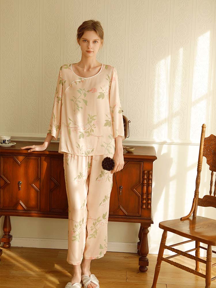 Summer Satin Floral Print Set-Massicos
