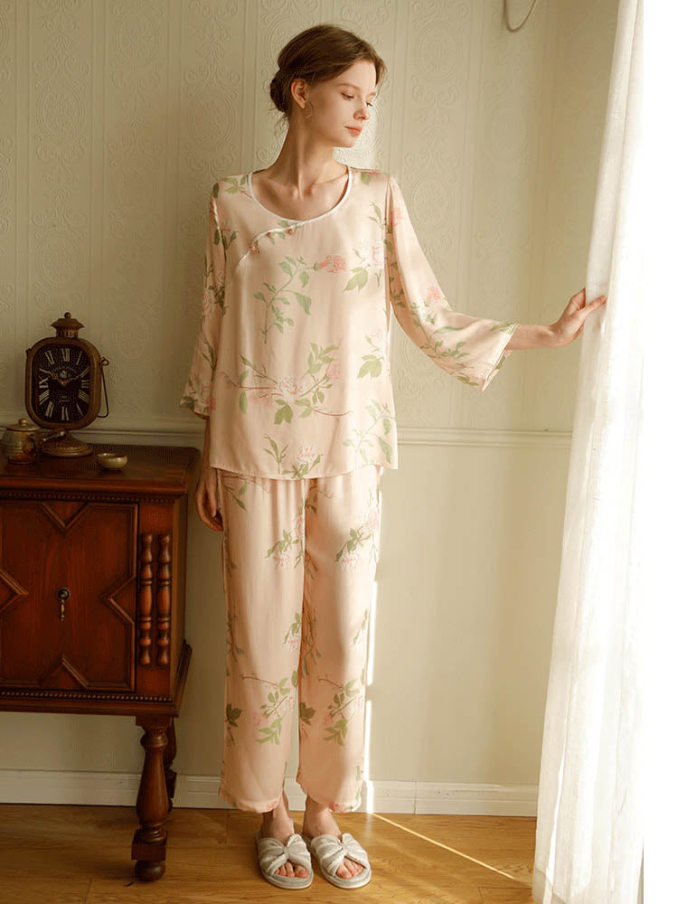 Summer Satin Floral Print Set-Massicos