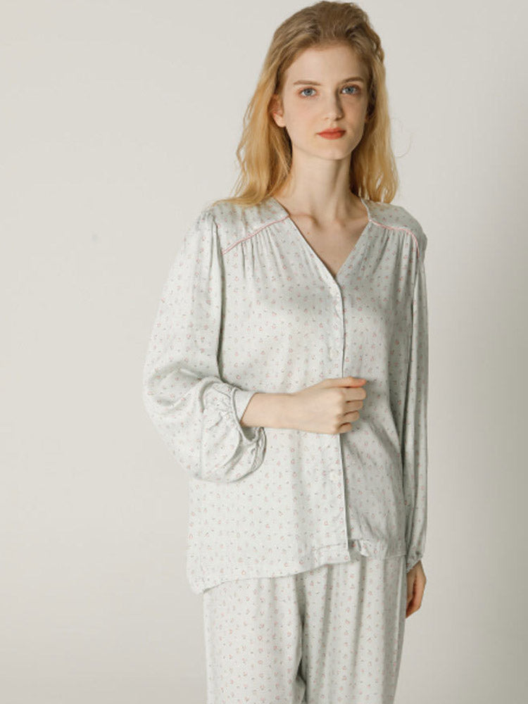 Petite Floral Satin Sleepwear Set-Massicos