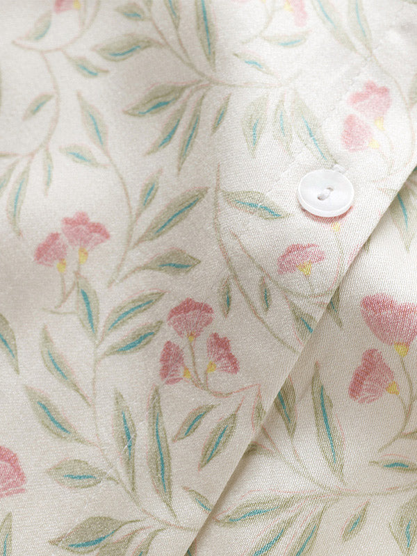 Floral Print Notched Collar Sleepwear Set-Massicos