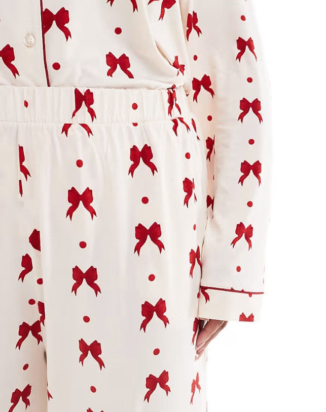 Red Bow Print Pajama Set-Massicos