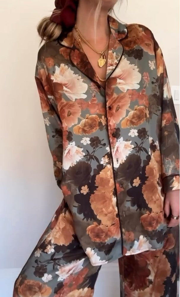 Peony Satin Pajama Set-Massicos