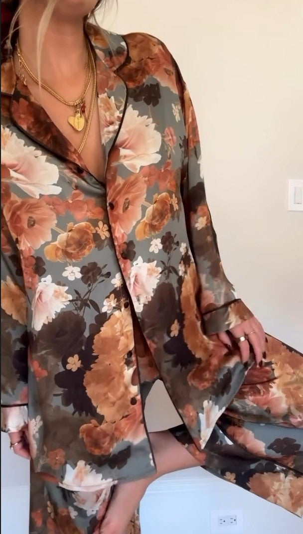 Peony Satin Pajama Set-Massicos