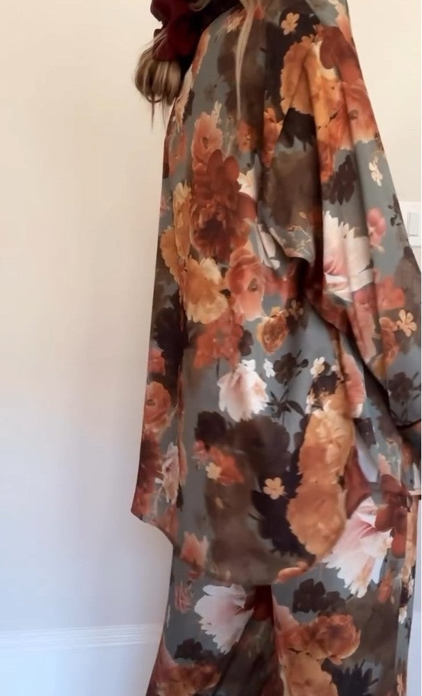 Peony Satin Pajama Set-Massicos