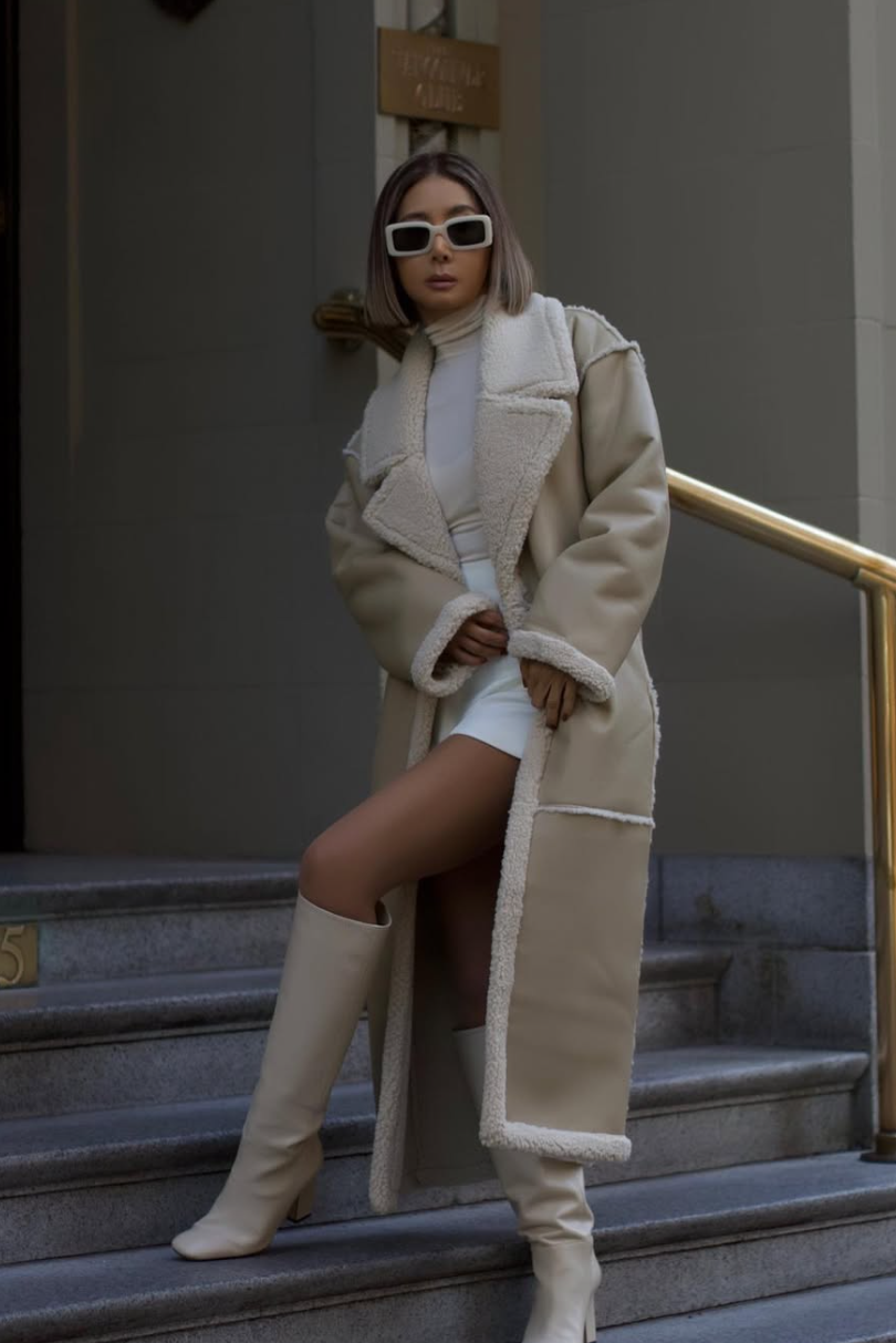 Beige long coat-Massicos