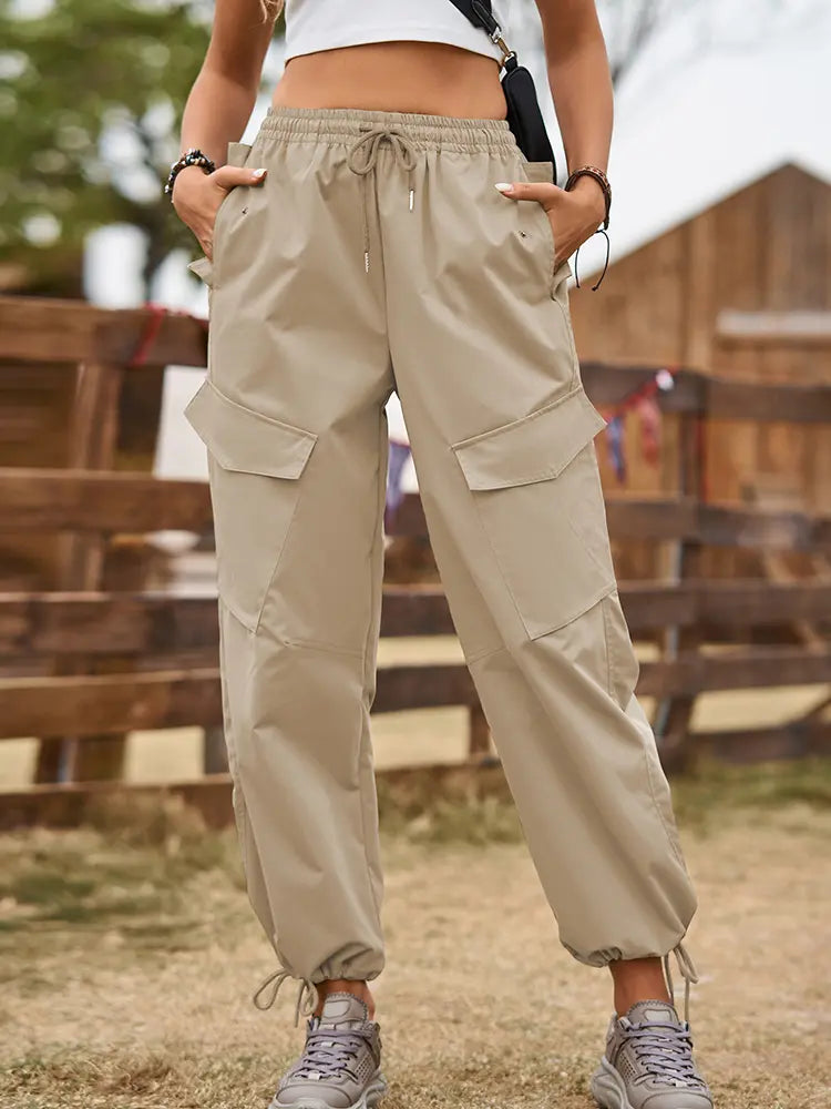 Street Style Drawstring Jogger Cargo Pants-Massicos