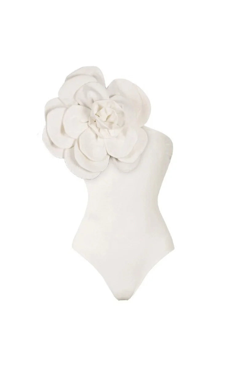 3D Floral Solid Color Swimsuit-ROVOLE