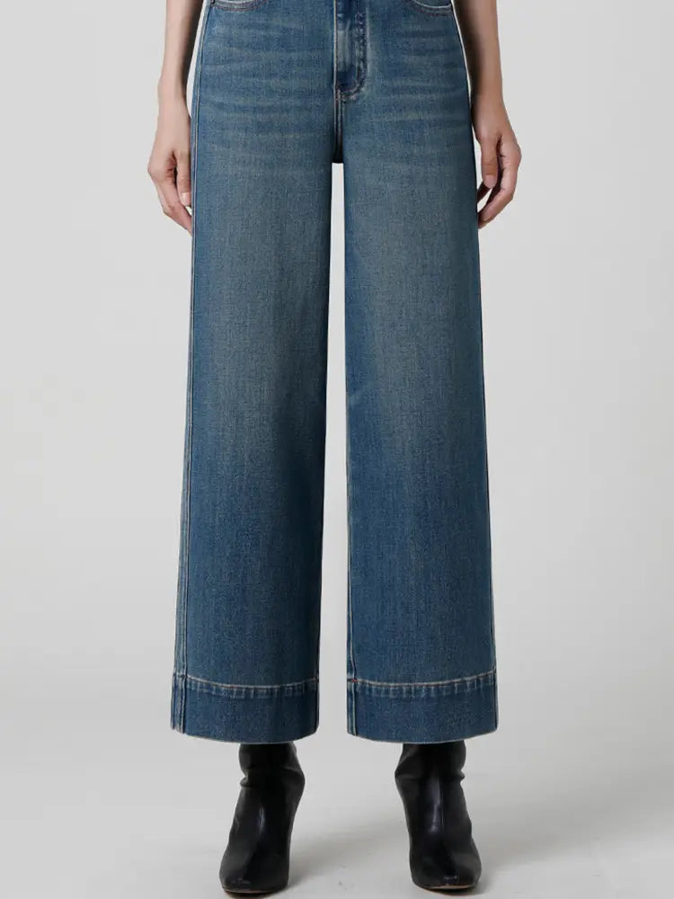Petite High-Waist Wide-Leg Jeans-Massicos