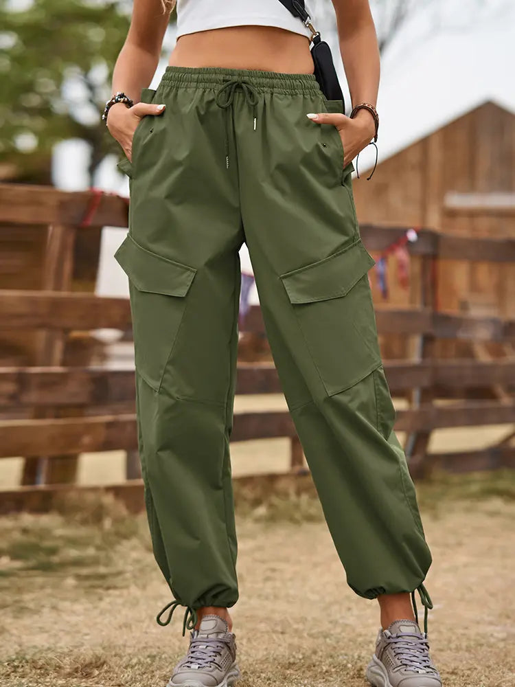 Street Style Drawstring Jogger Cargo Pants-Massicos