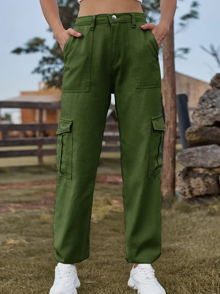 Trendy Elastic Waist Denim Jogger Pants-Massicos