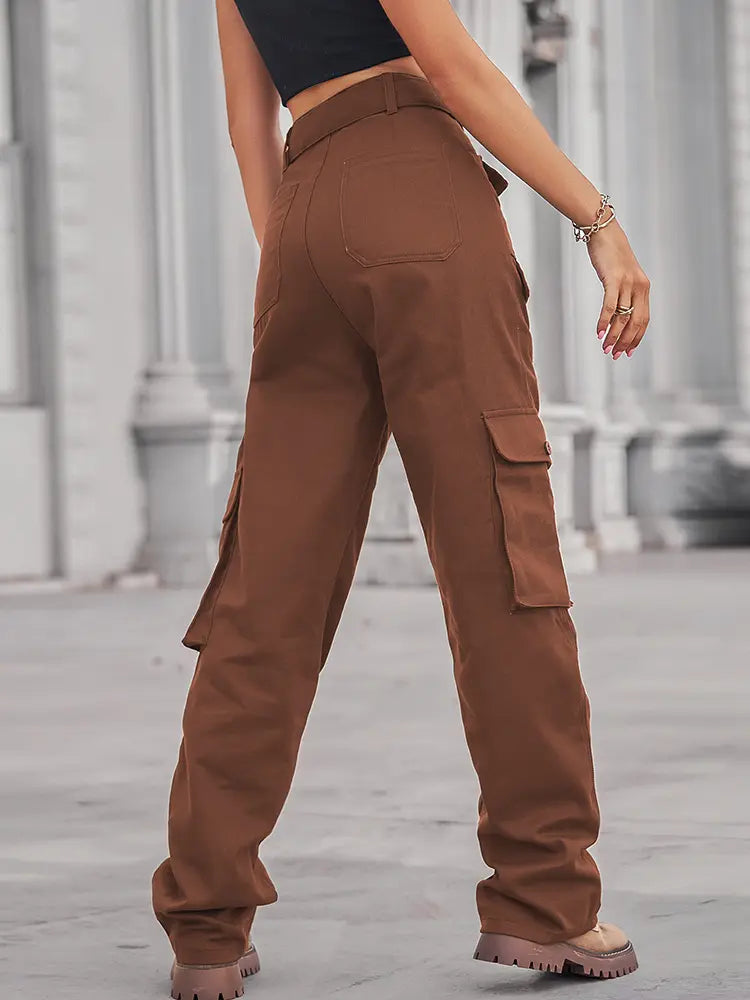 Washed Multi-Pocket Denim Cargo Pants-Massicos