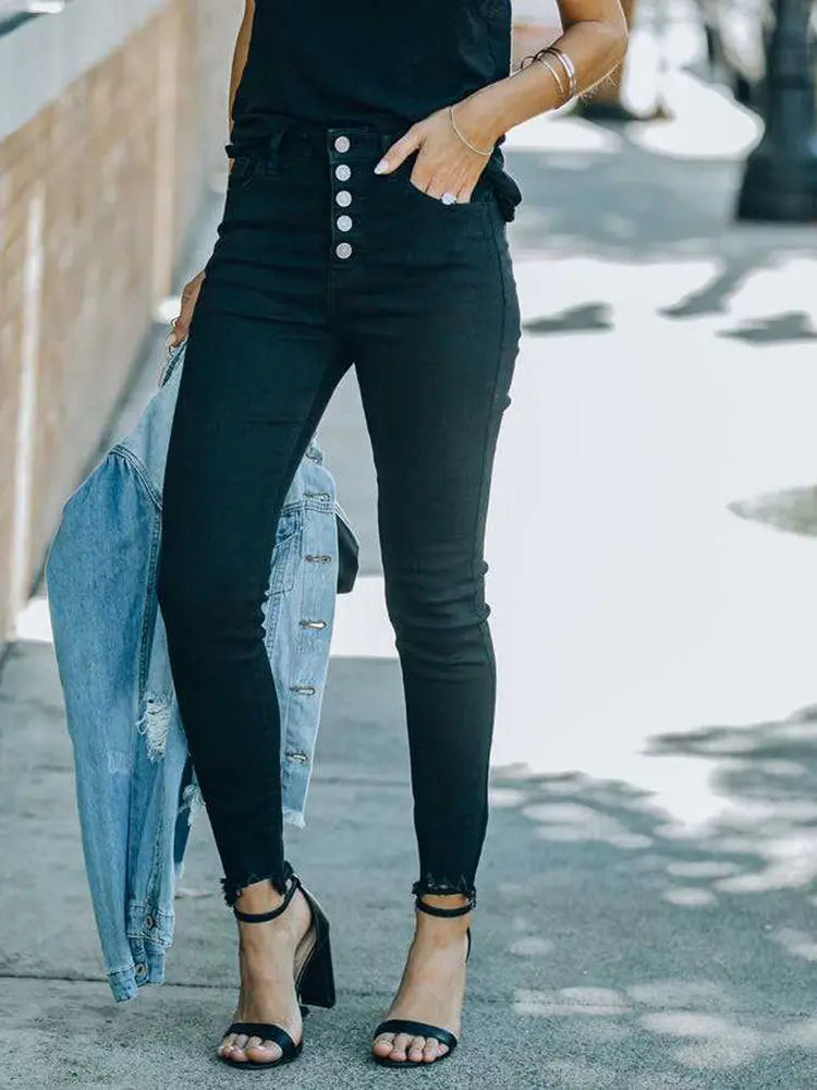 Stretch Slim-Fit Denim Pencil Boots Pants-Massicos